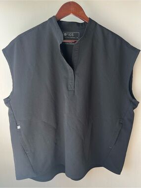 FIGS Black Rafaela V Neck Scrub Top XL Medical Nurse Workwear Cap Sleeve Tee